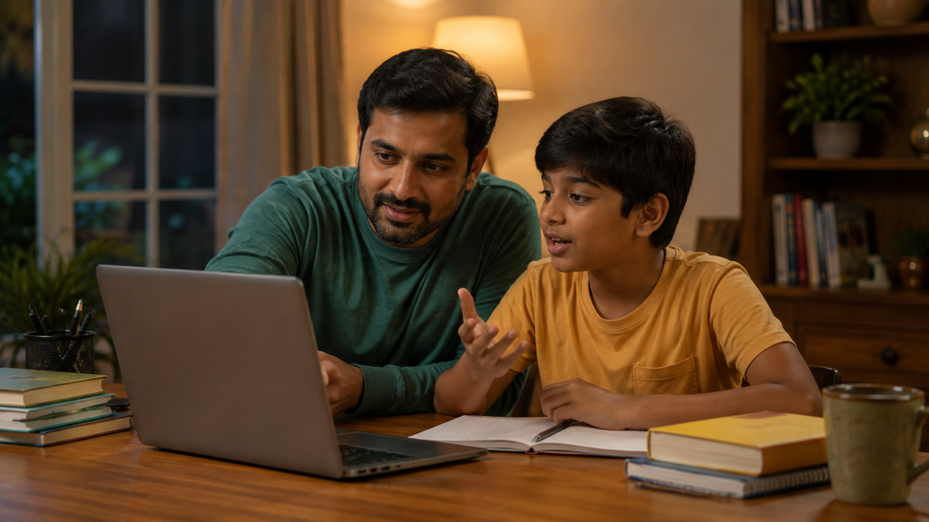 AI for Kids: parent helping a child use AI for learning and education